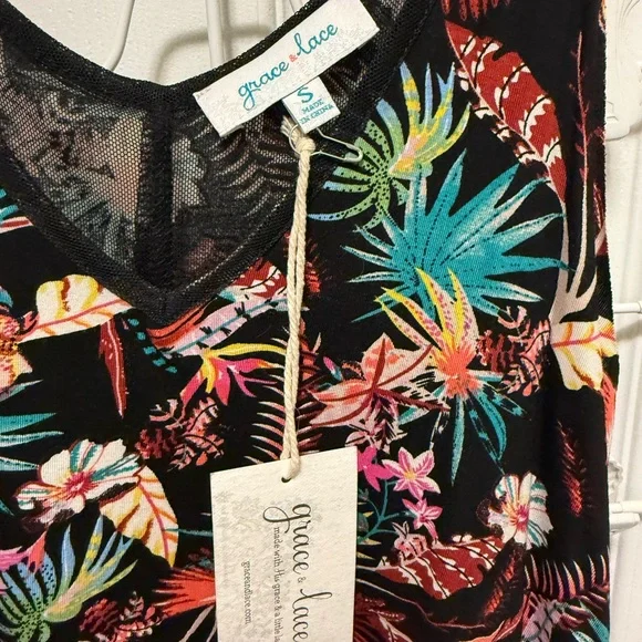 Grace and Lace Tiered Mesh Floral Sleeveless Tank Dress - Picture 2 of 4